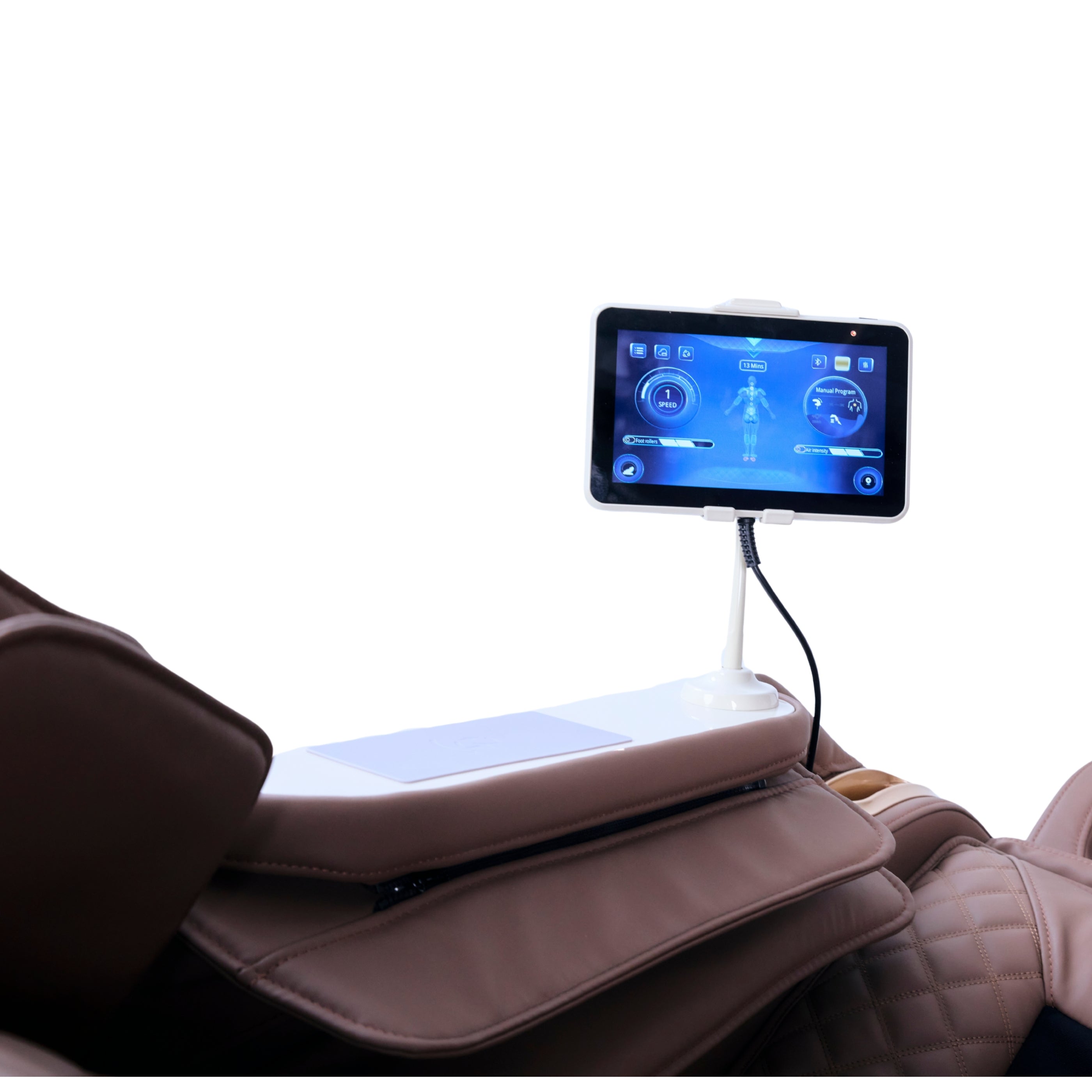 IWAO Gravity med röststyrning - 4D Massagestol - Vit/Brun