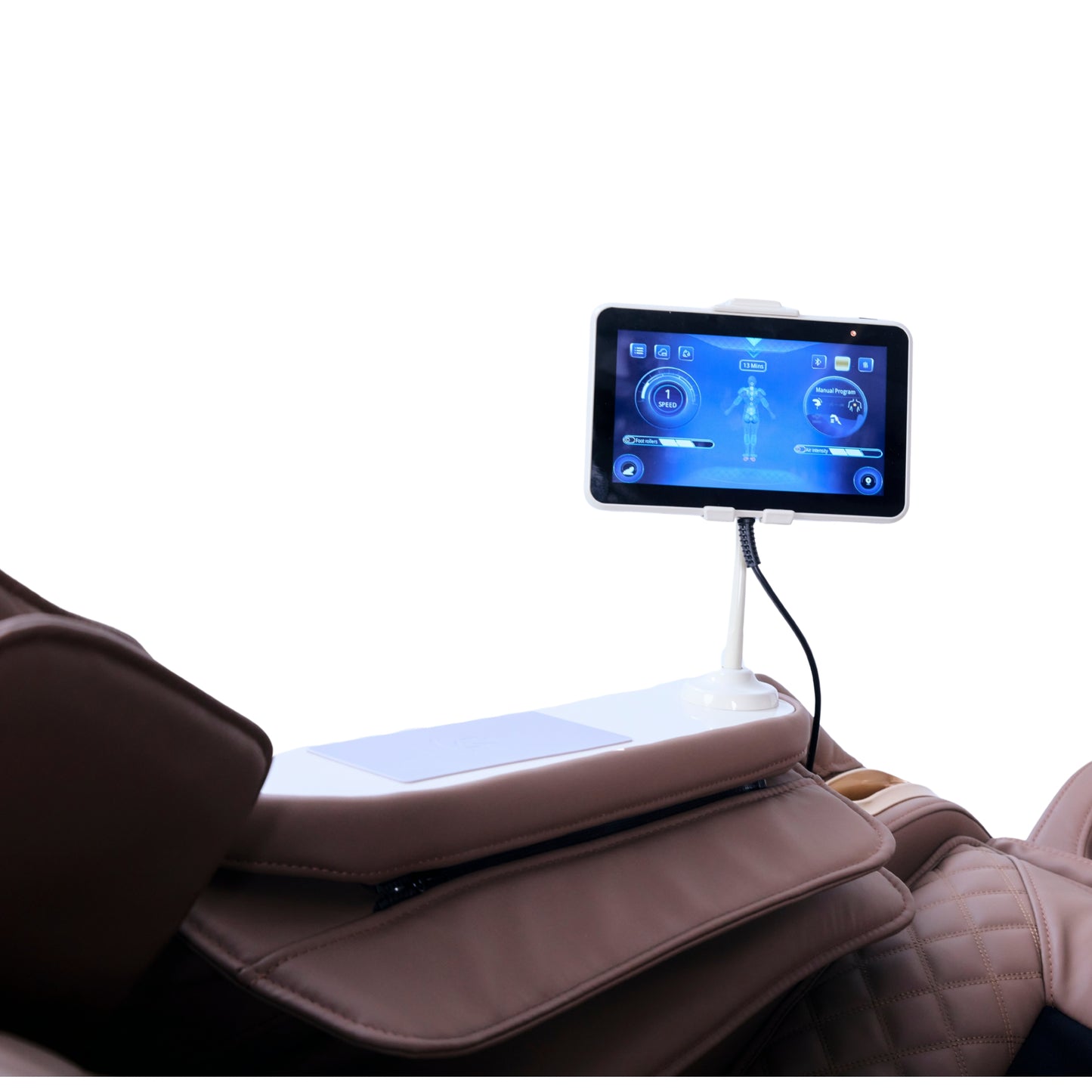 IWAO Gravity med röststyrning - 4D Massagestol - Vit/Brun
