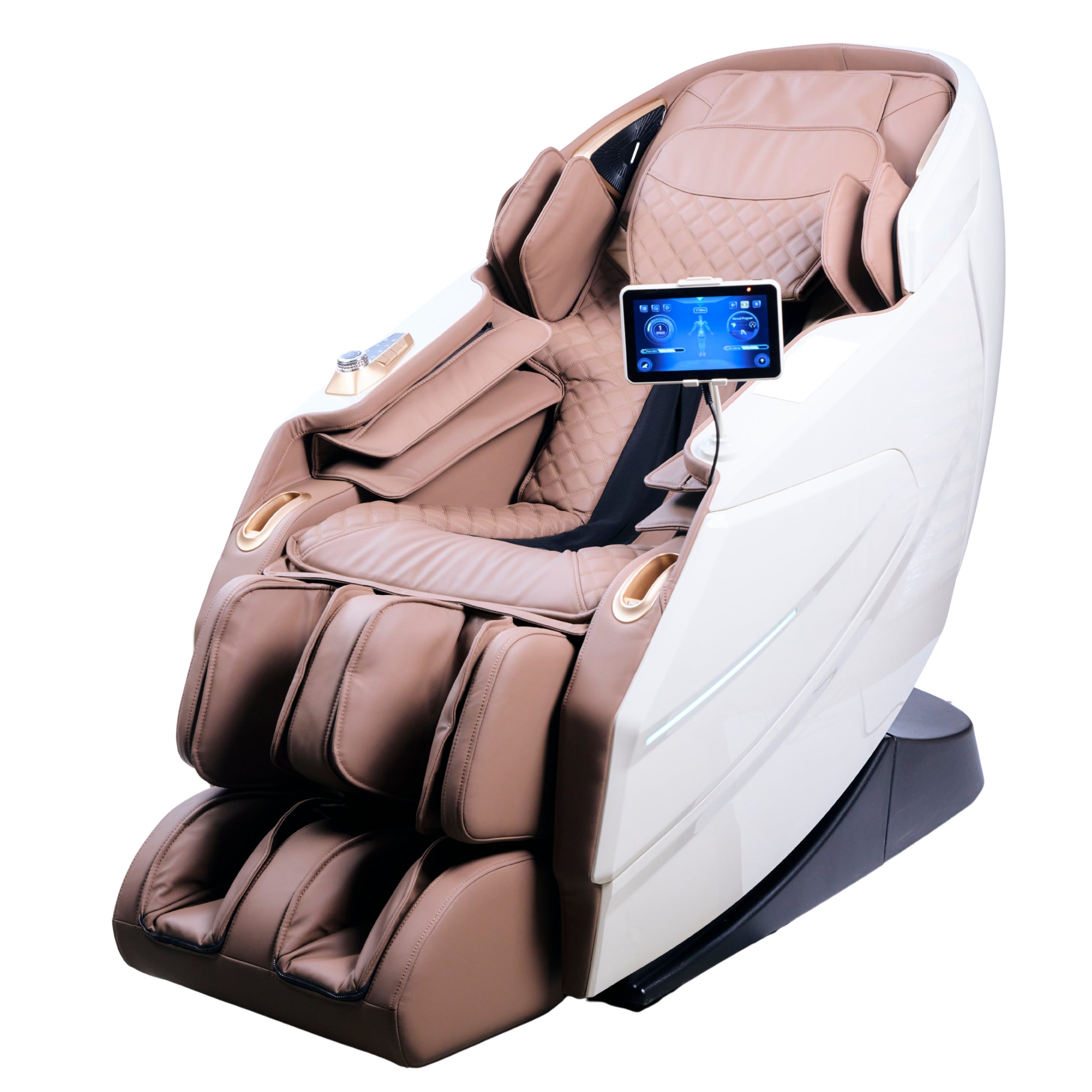 IWAO Gravity med röststyrning - 4D Massagestol - Vit/Brun